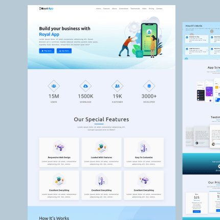 Royal App Landing Page Website